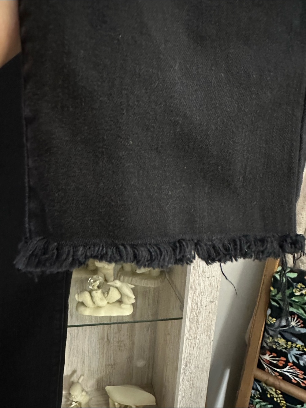 Chico's Black Cropped Jeans with Frayed Hem